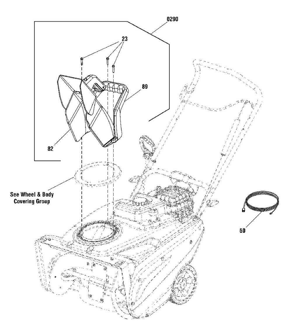 Chute Group - Manual Diagram and Parts List for SS22R (1697349-01)(2020) Briggs and Stratton Snow Blower